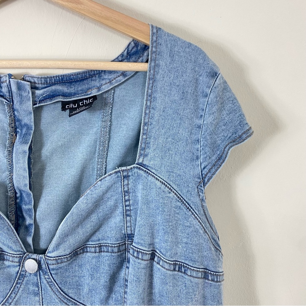💙2/$20 Sweetheart Neck Denim Mini Dress - Picture 14 of 16